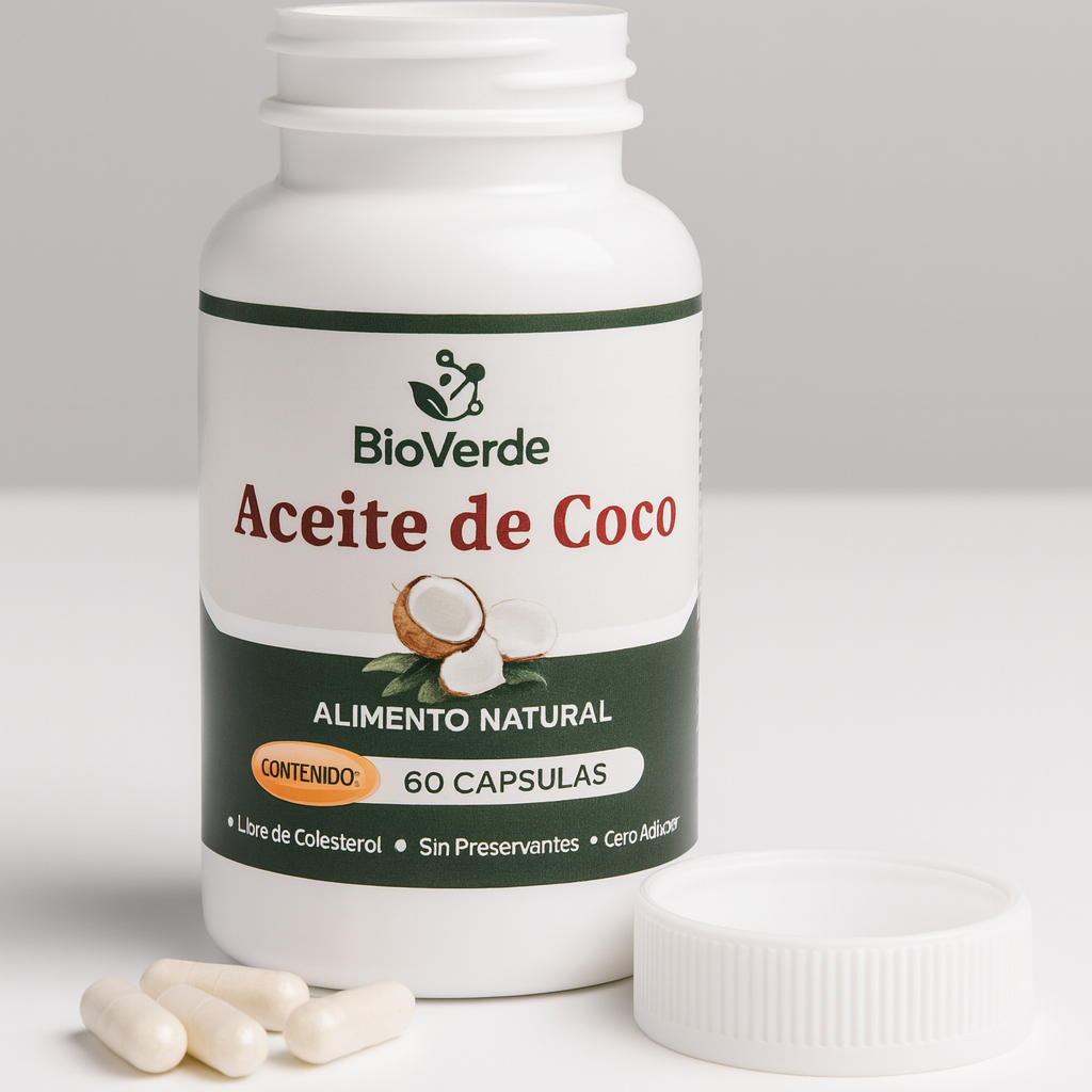 Gray helmet for bikersFrasco BioVerde de aceite de coco microencapsulado con 60 cápsulas