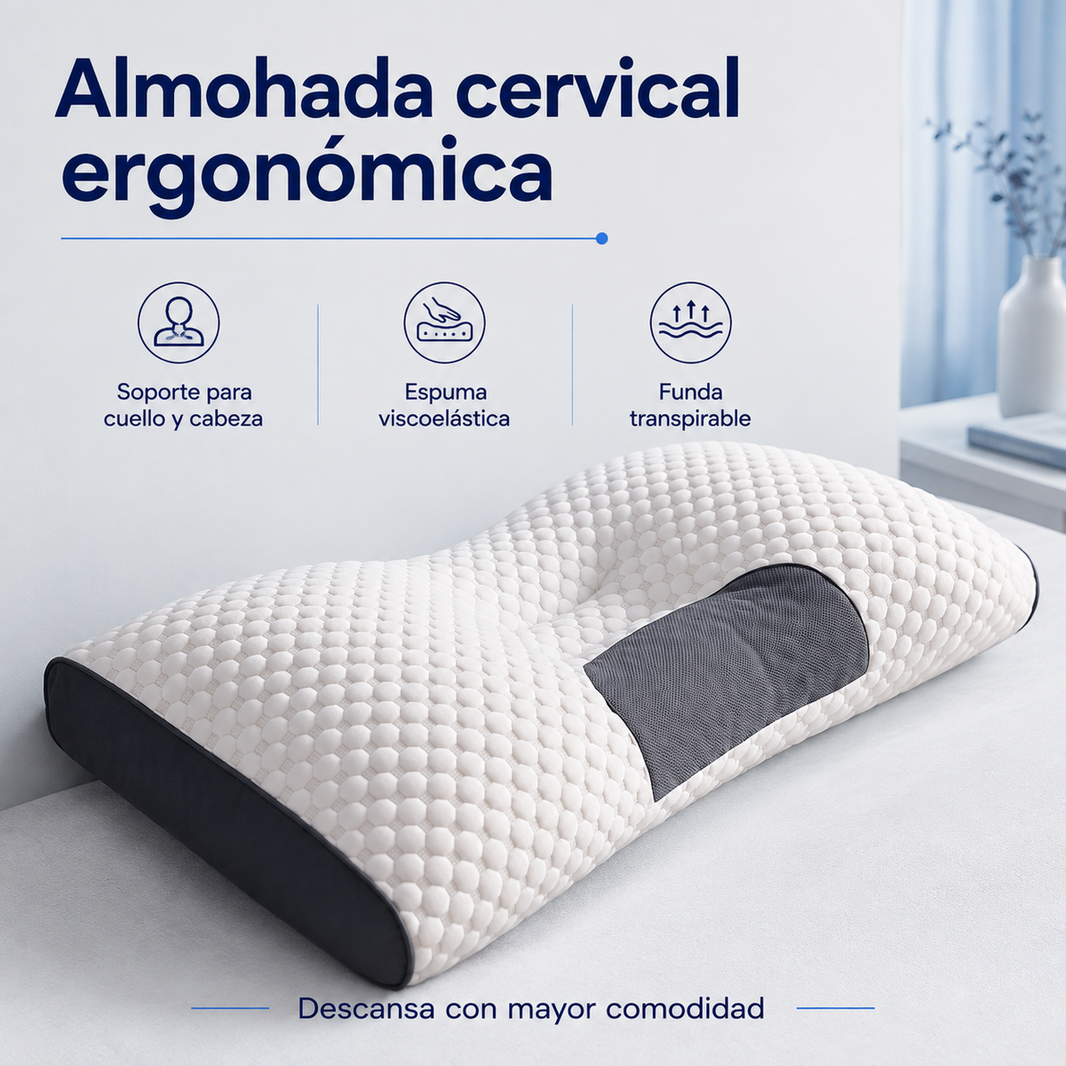 Almohada cervical ergonómica para soporte del cuello