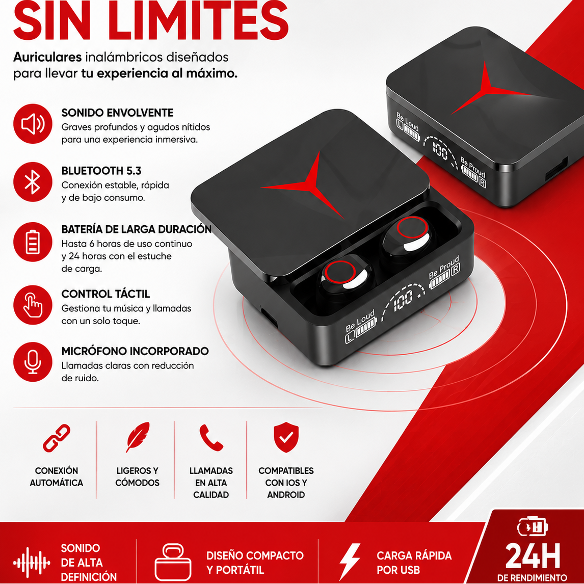 Auriculares deportivos impermeables M90