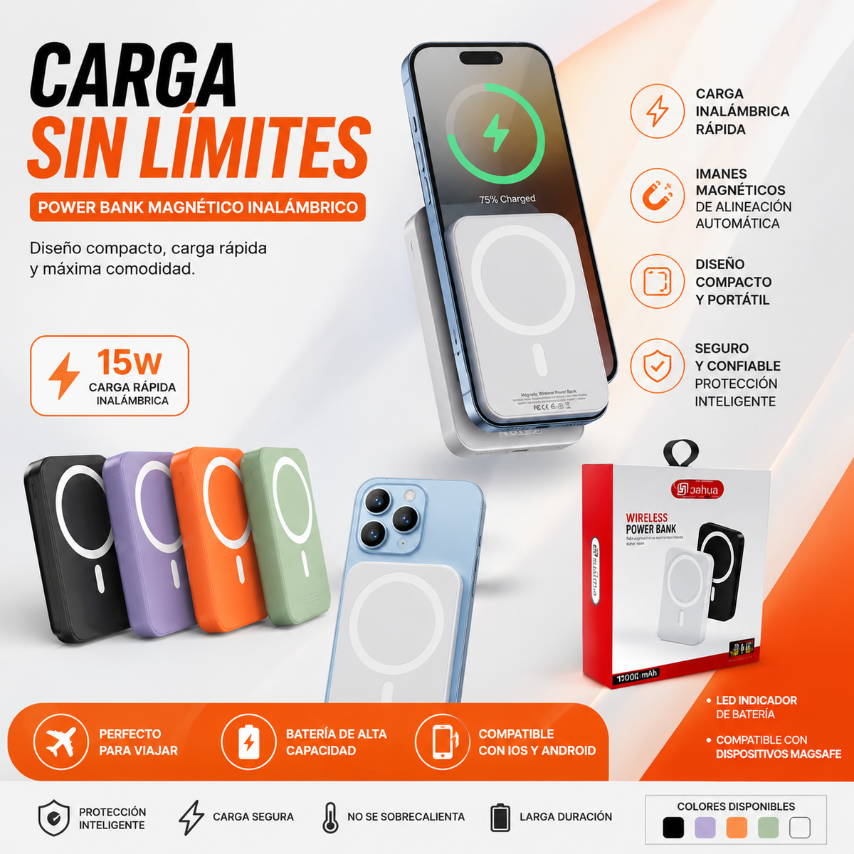 Bateria Externa Portatil Magnética