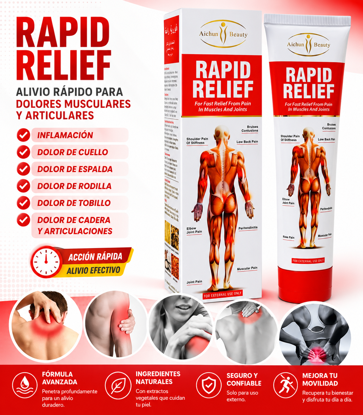 Crema para aliviar el dolor muscular